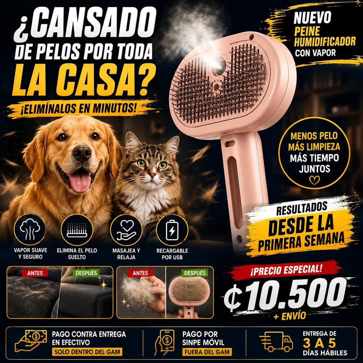 PEINE HUMIFICADOR PARA MASCOTAS